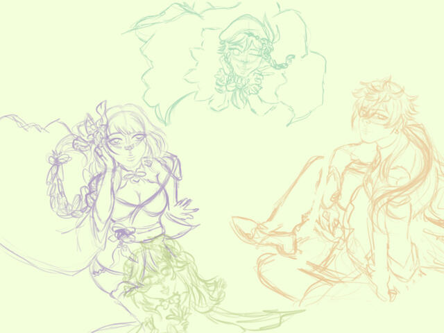sketch - full body, multiple characters