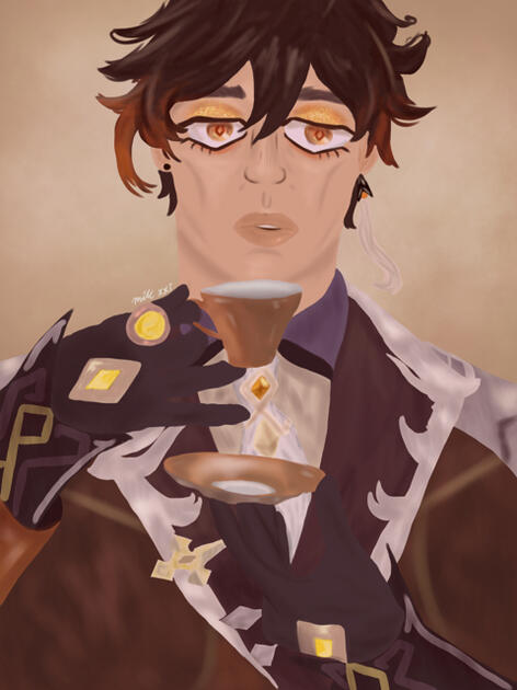 cartoon portrait - half body, one character